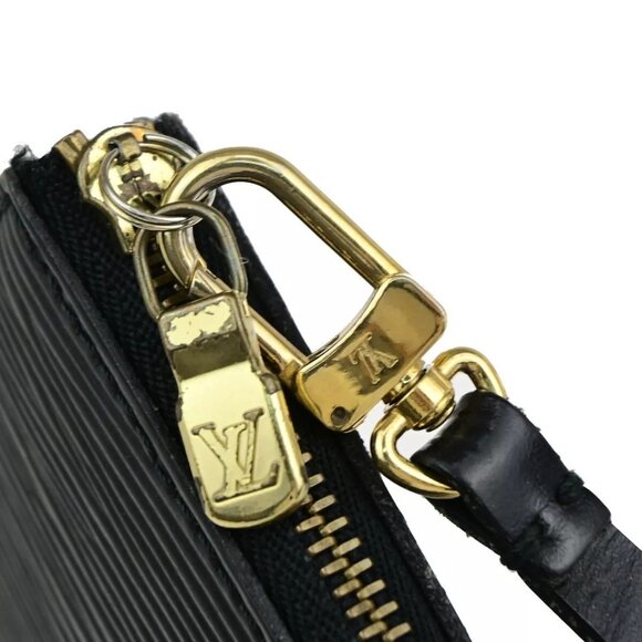 LOUIS VUITTON LV Pochette Accessoires Hand Bag Epi Leather Black - Picture 10 of 16